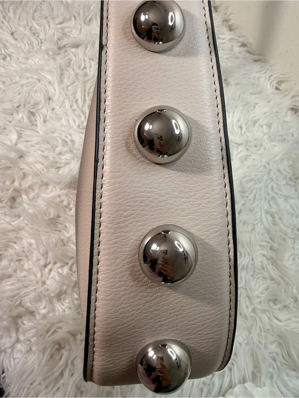 BCBG Faux-Leather Hobo Shoulder Bag in Pale Pink